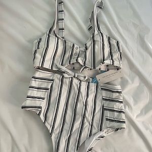 Striped high waisted bikini NWT